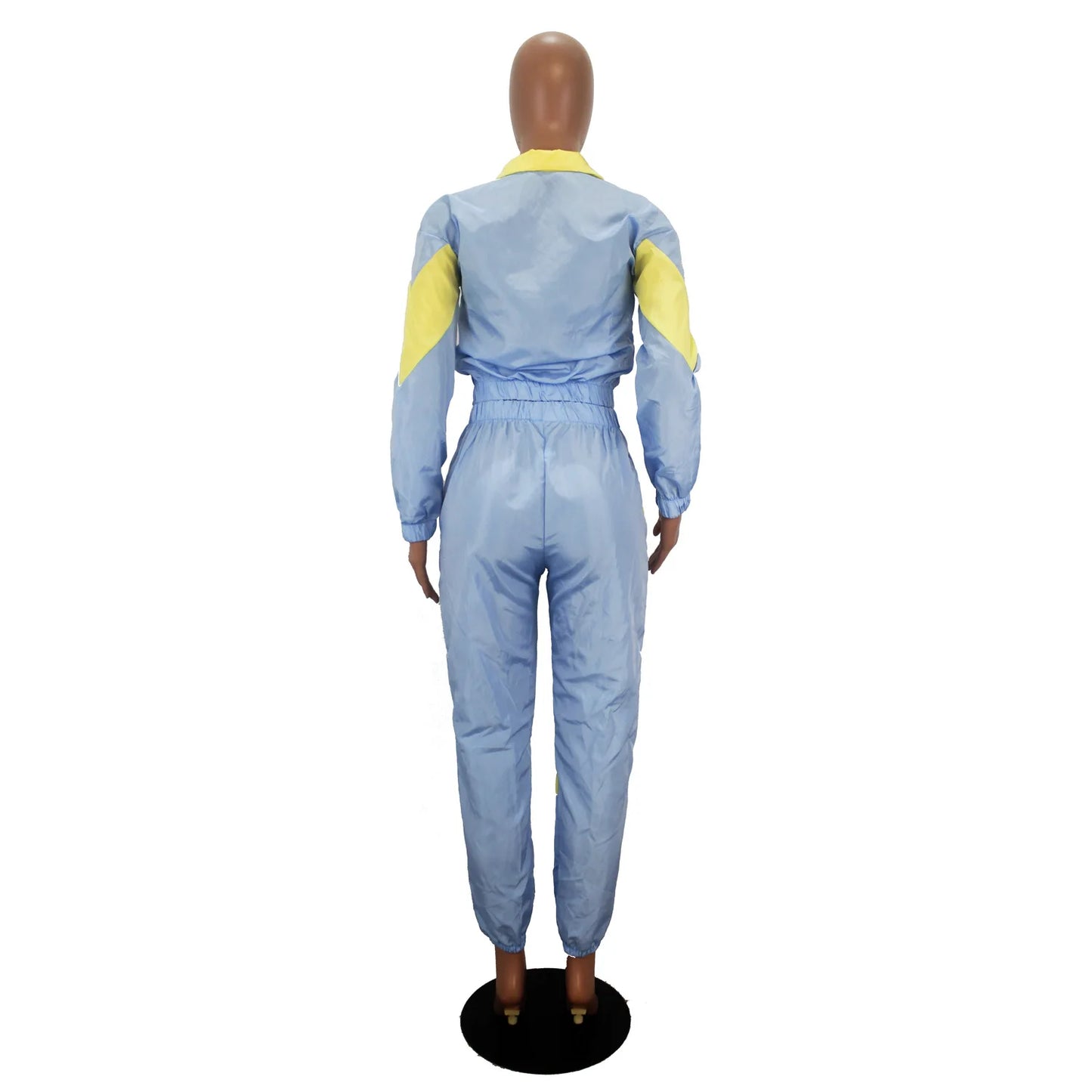 Casual Sports Set – Women’s Color-Block Windbreaker with Joggers