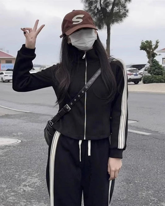 Running Outfit Women – Casual Open Cardigan 2-Piece Set