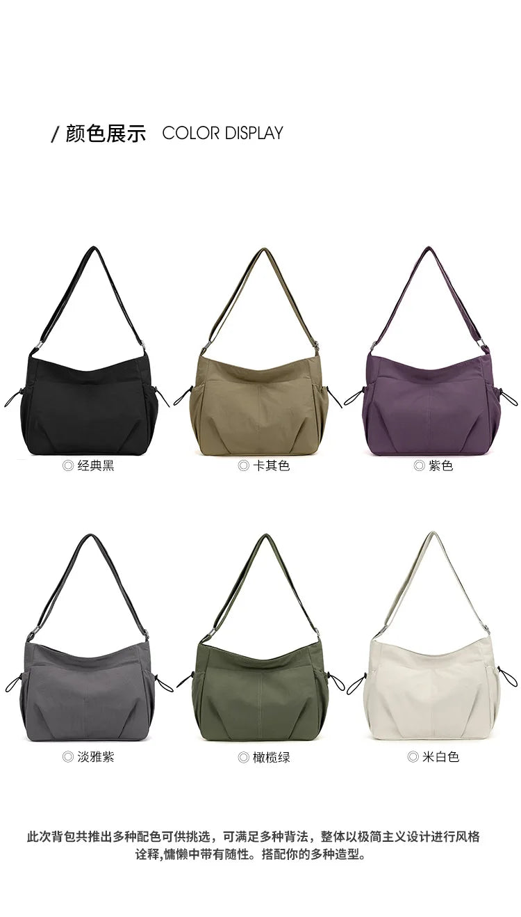 Lightweight Ladies Shoulder Bag – Solid Color Waterproof Crossbody Bag