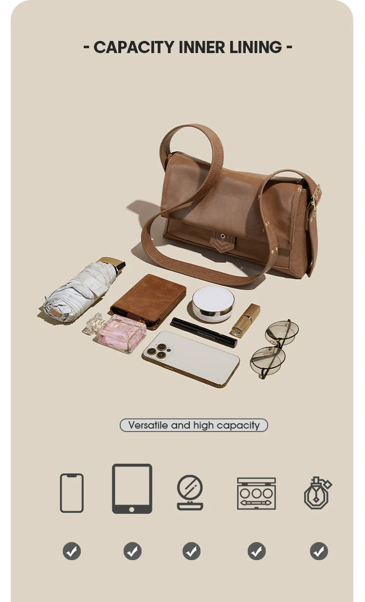 Autumn Winter Women’s Tote Bag – FOXER Simple Split Leather Crossbody Bag