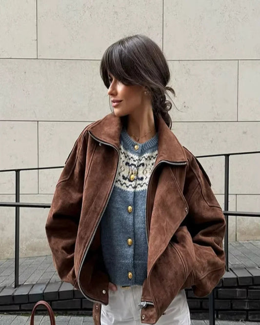 Chic and Stylish – Women’s Short Suede Fashion Jacket