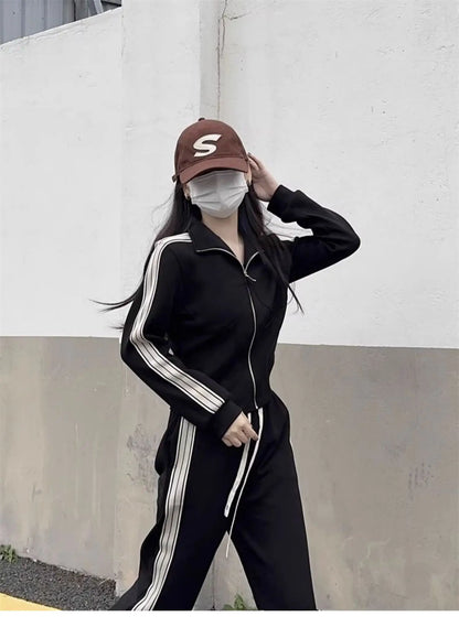 Running Outfit Women – Casual Open Cardigan 2-Piece Set