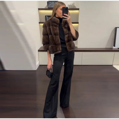 Brown Real Fur Coat – 6-Way Convertible Multi-Length Women’s Overcoat