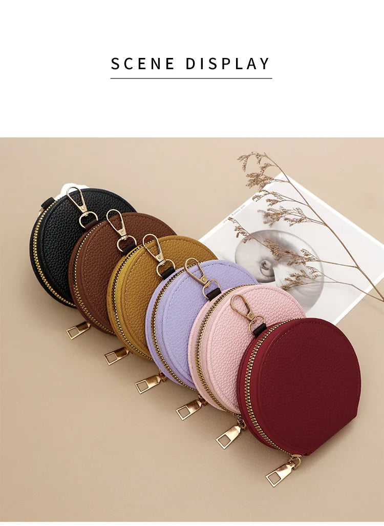 Cute Circular Zipper Coin Purse – Student Card Holder & Key Pouch