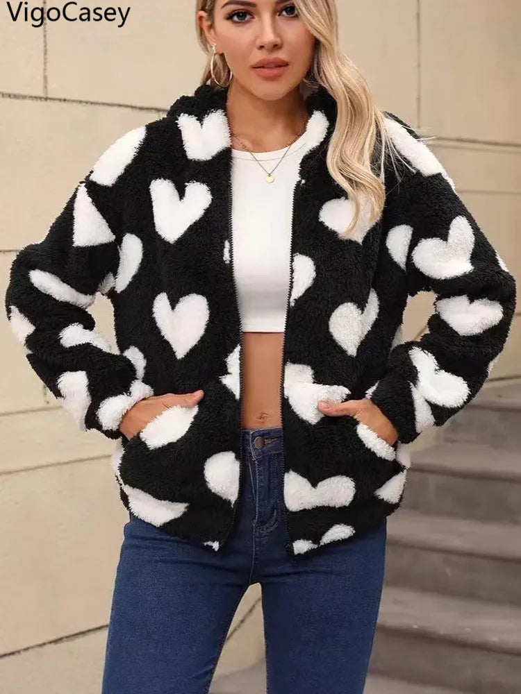 VigoCasey Printed Women’s Jacket – Long Sleeve Thick Warm Outerwear