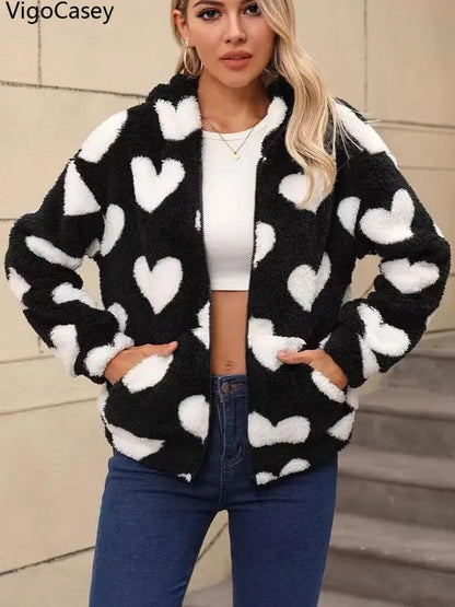 VigoCasey Printed Women’s Jacket – Long Sleeve Thick Warm Outerwear