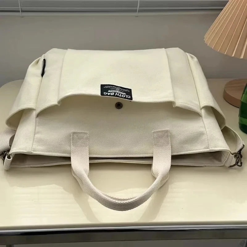 Student Commuting Canvas Bag – Large Capacity Single Shoulder Tote