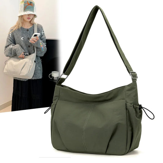 Lightweight Ladies Shoulder Bag – Solid Color Waterproof Crossbody Bag