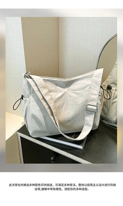 Lightweight Ladies Shoulder Bag – Solid Color Waterproof Crossbody Bag