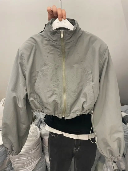 Street Style Cropped Jacket – Fashionable Oversized Women’s Wear