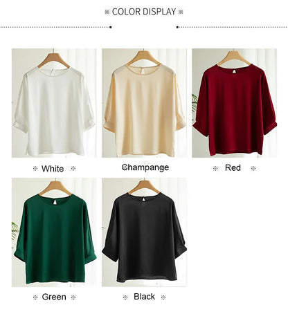 Elegant & Lightweight – Women’s Satin Silk Half-Sleeve Tee 2025