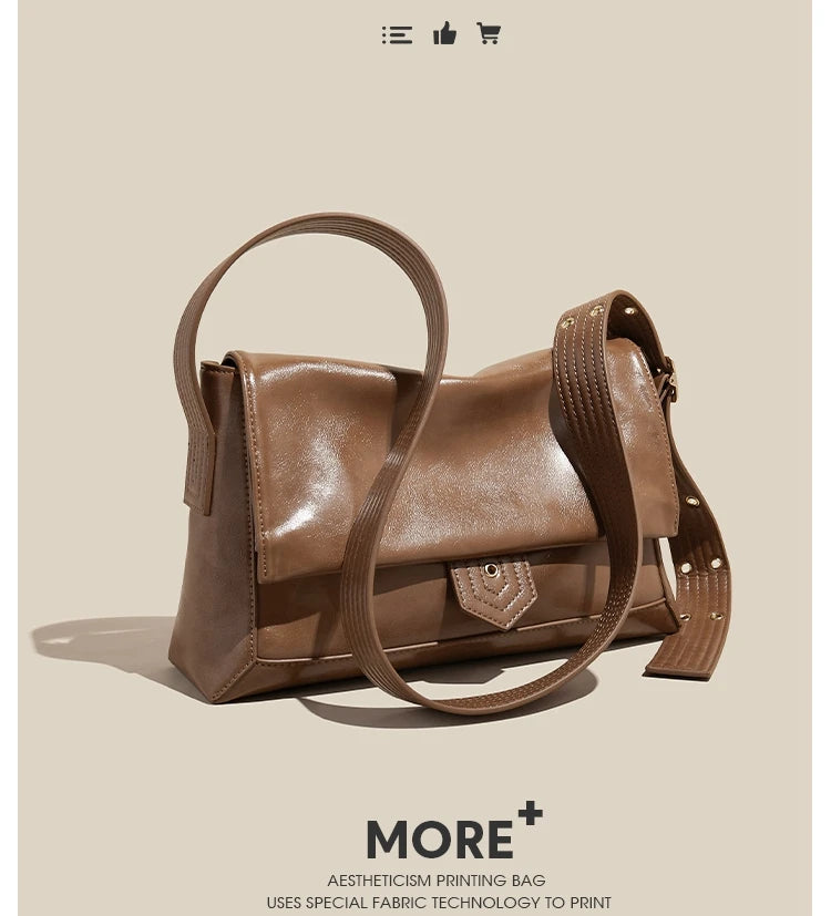 Autumn Winter Women’s Tote Bag – FOXER Simple Split Leather Crossbody Bag