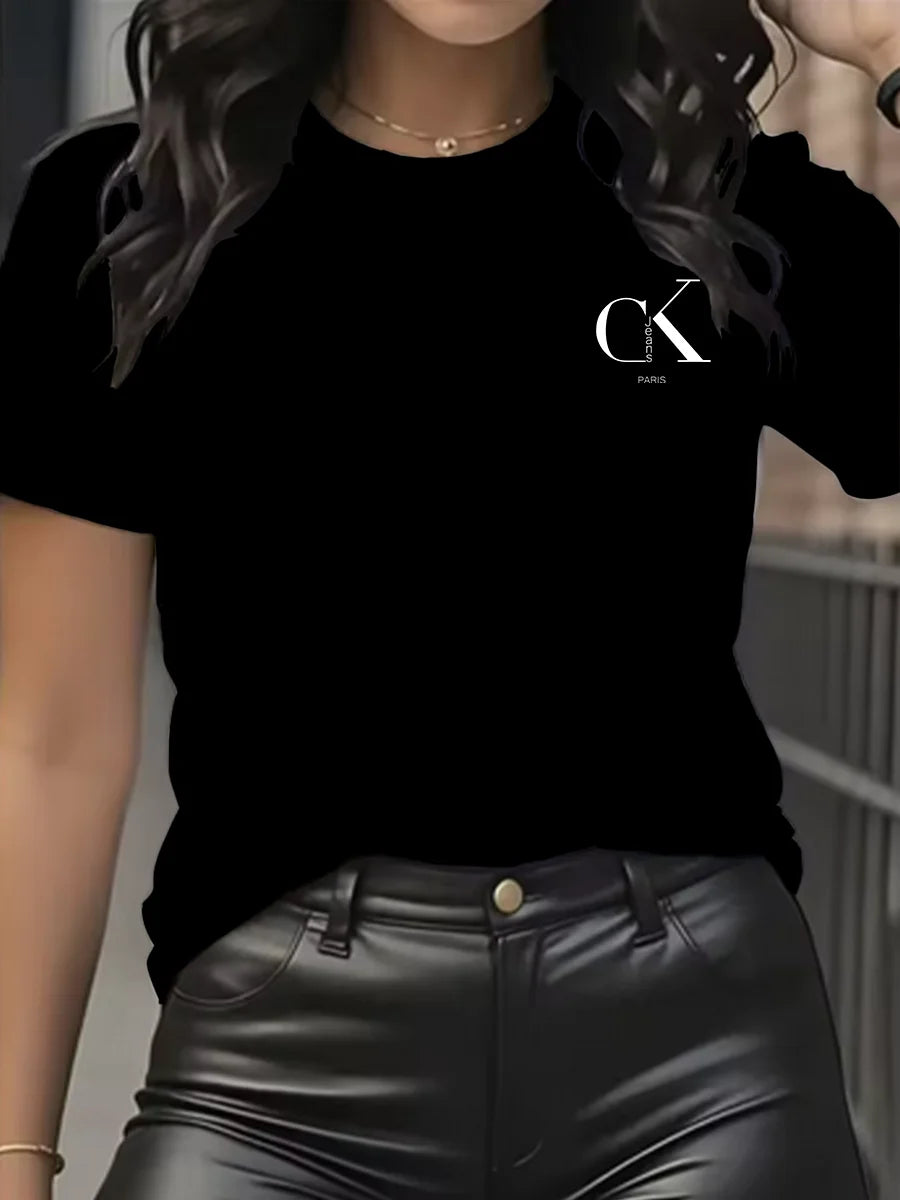 Chic & Casual – Women’s Luxury Cartoon Crew Neck Tee