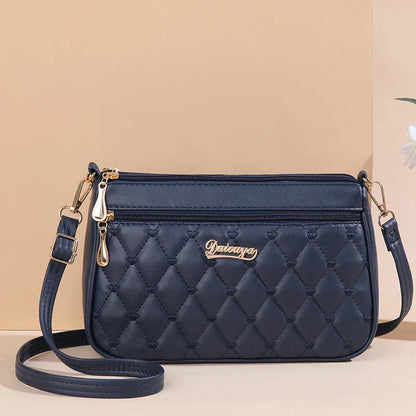 Women’s Leather Handbag – Embroidered Messenger Bag for Daily Use