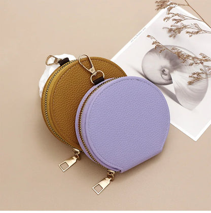 Cute Circular Zipper Coin Purse – Student Card Holder & Key Pouch