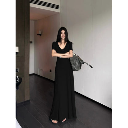 Street Style Women’s Dress – Slimming V-Neck High Waist A-Line Dress