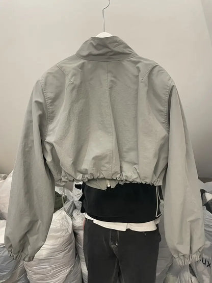 Street Style Cropped Jacket – Fashionable Oversized Women’s Wear