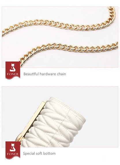 Women’s FOXER Fashion Chain Shoulder Bag – Square Crossbody Purse