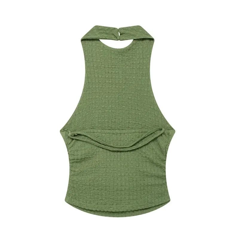 Casual Chic Two-Piece – Halter Top & Straight Pants for Women