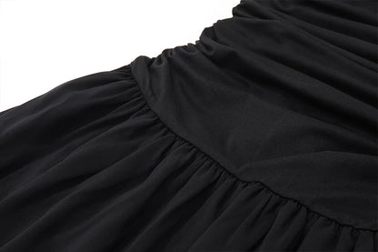 Casual Elegant Summer Dress – High-Waist Solid Ruched Maxi Dress