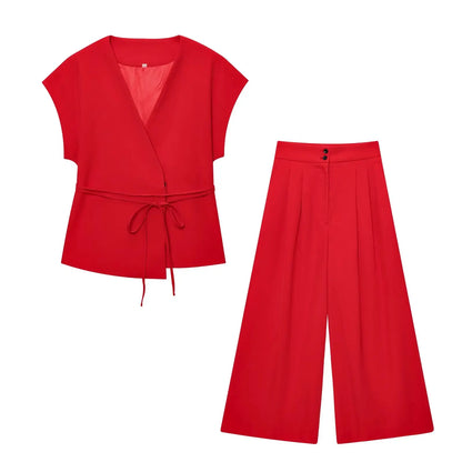2025 Spring Summer 2-Piece Commuter Suit – Women’s Sleeveless Top & Pants