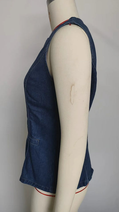 Trendy Two-Piece Set – Sleeveless Darted Vest with Wide-Leg Trousers