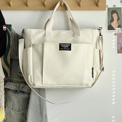 Student Commuting Canvas Bag – Large Capacity Single Shoulder Tote