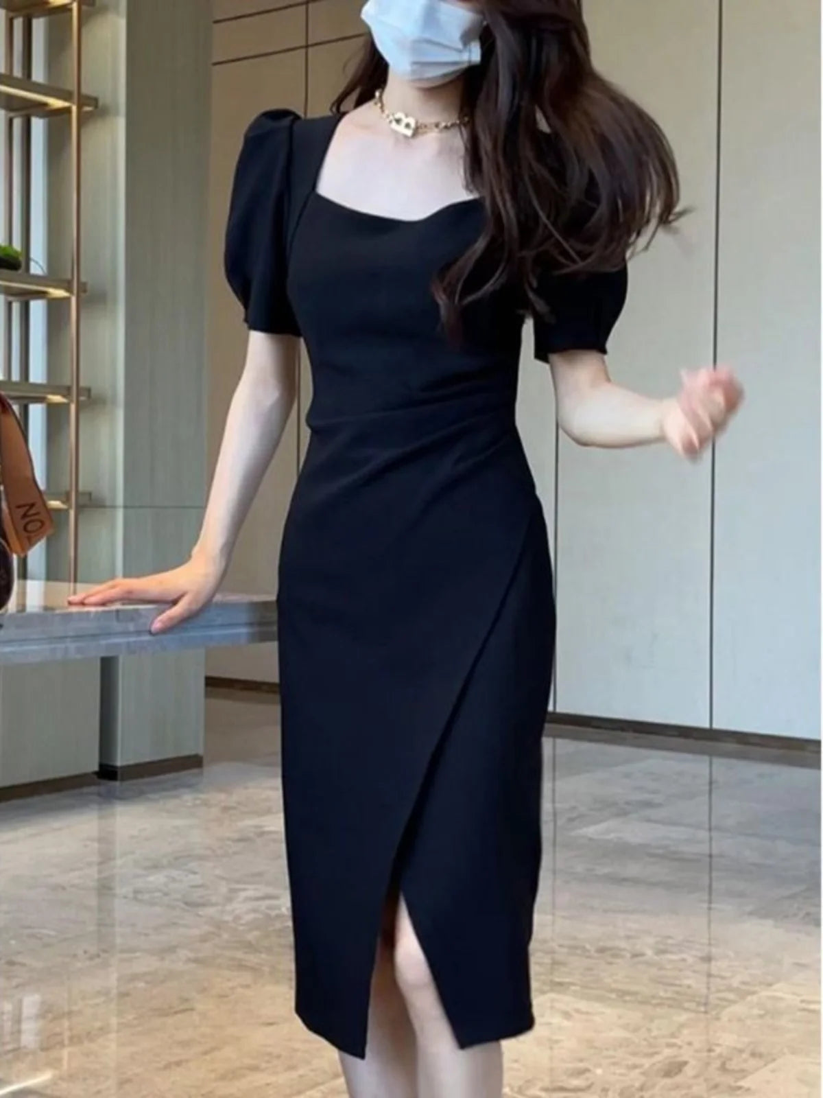 Street Style Summer Dress – Slimming Split Skirt High Waist Midi
