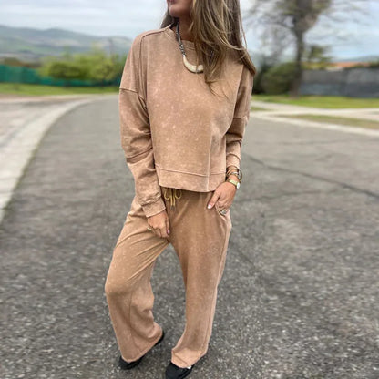Trendy Women’s Sports Suit – Casual Hoodie & Lace-Up Pants Set