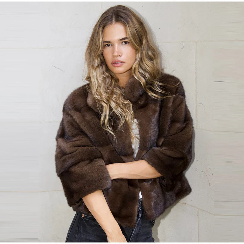 Brown Real Fur Coat – 6-Way Convertible Multi-Length Women’s Overcoat