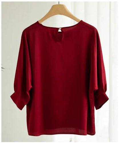Elegant & Lightweight – Women’s Satin Silk Half-Sleeve Tee 2025