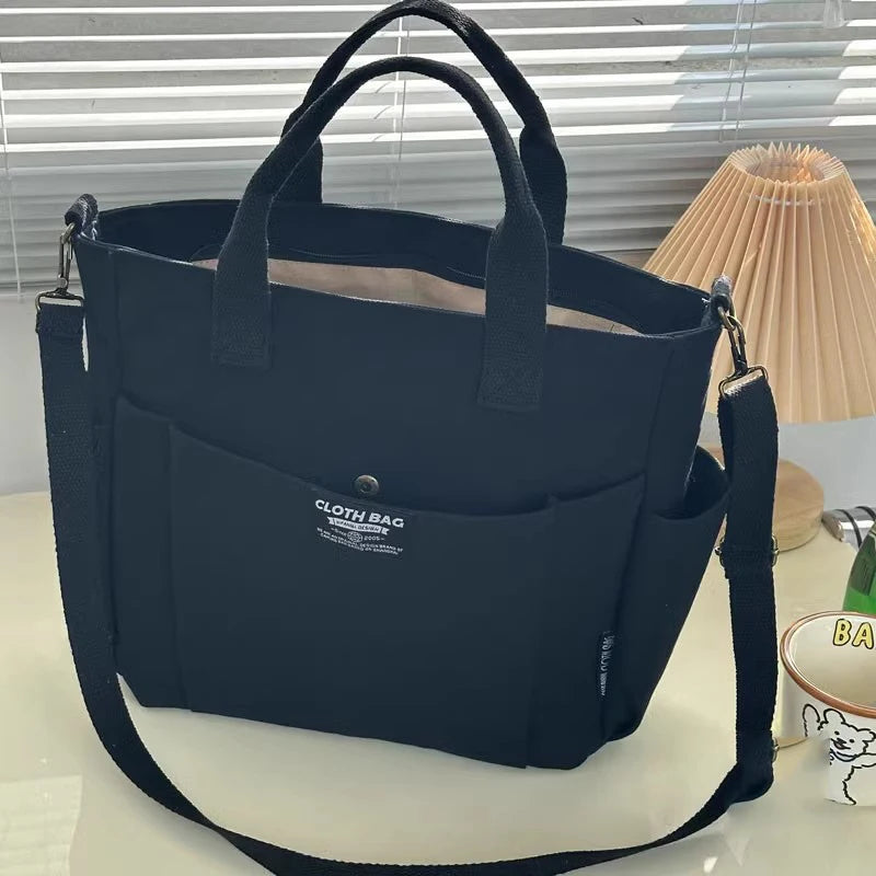Student Commuting Canvas Bag – Large Capacity Single Shoulder Tote