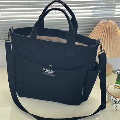 Student Commuting Canvas Bag – Large Capacity Single Shoulder Tote