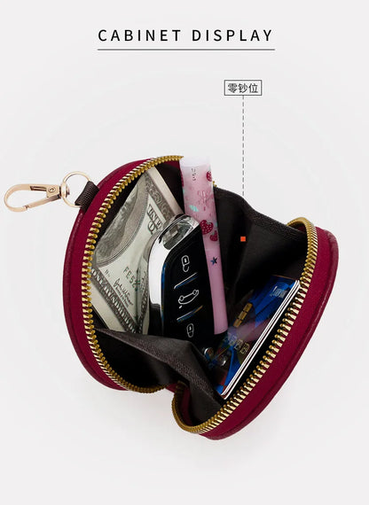 Cute Circular Zipper Coin Purse – Student Card Holder & Key Pouch
