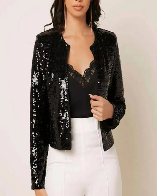 Shiny & Chic – Glitter Sequin Loose Jacket for Women