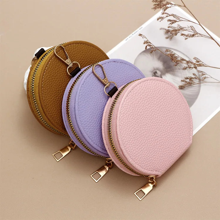 Cute Circular Zipper Coin Purse – Student Card Holder & Key Pouch