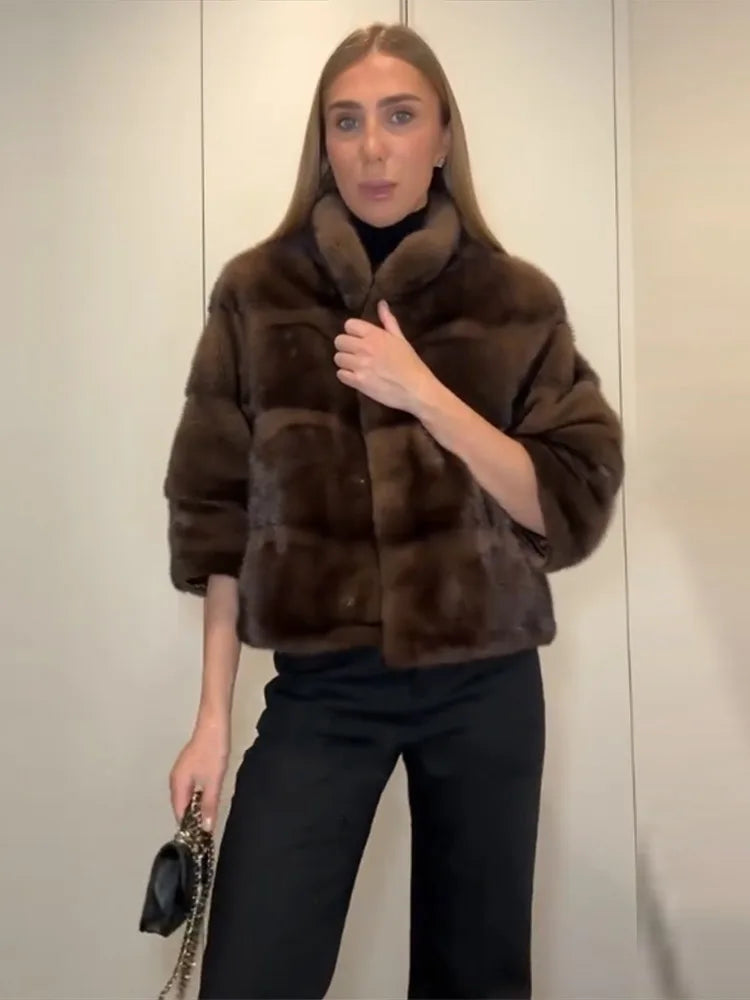 Brown Real Fur Coat – 6-Way Convertible Multi-Length Women’s Overcoat