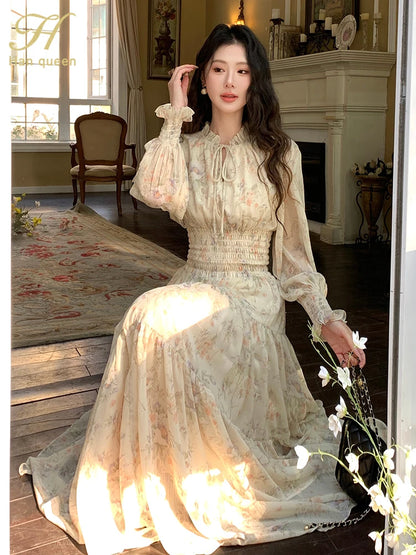 Trendy Women’s Beach Dress – Bohemian Long Sleeve Chiffon Dress
