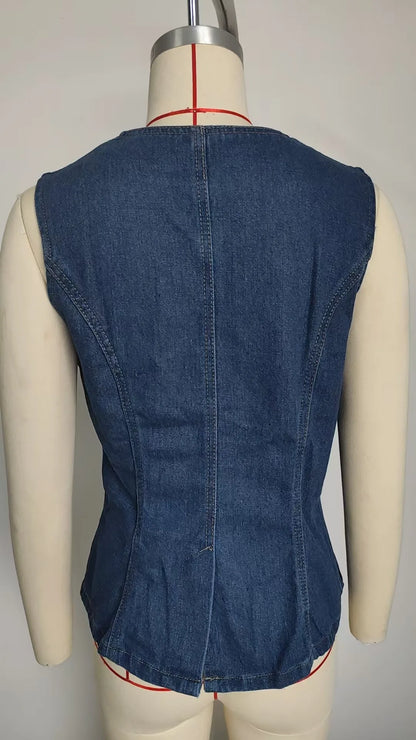 Trendy Two-Piece Set – Sleeveless Darted Vest with Wide-Leg Trousers