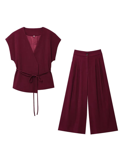 2025 Spring Summer 2-Piece Commuter Suit – Women’s Sleeveless Top & Pants
