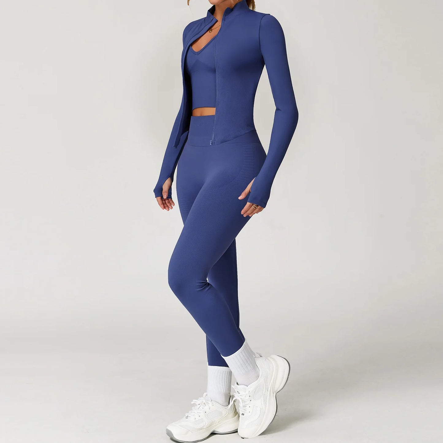2/3/4PCS Yoga Set Gym Clothes Sportswear Seamless Yoga Suits For Women Fitness Long Sleeved Tracksuits Sports Bra Gym Leggings