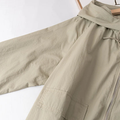 Casual Women’s Rain Jacket – Short Hooded Windproof Coat