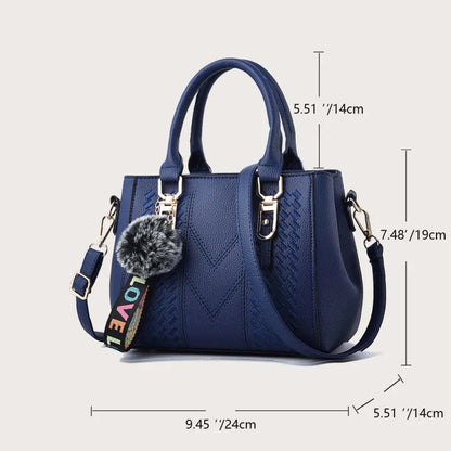 Women’s Leather Handbag – Embroidered Messenger Bag for Daily Use
