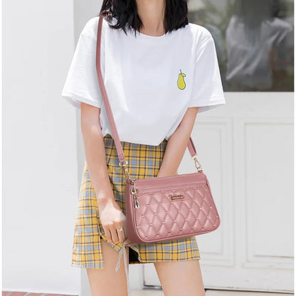 Women’s Leather Handbag – Embroidered Messenger Bag for Daily Use