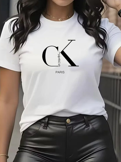 Chic & Casual – Women’s Luxury Cartoon Crew Neck Tee