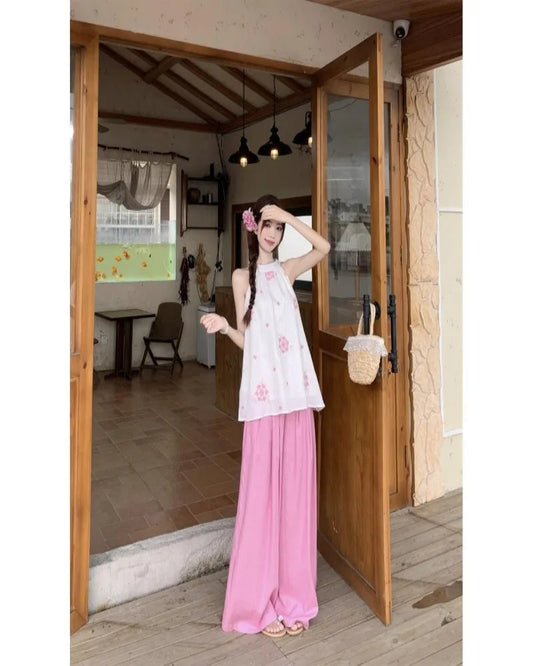 Women’s Stylish Two-Piece – Printed Sleeveless Top & Pants
