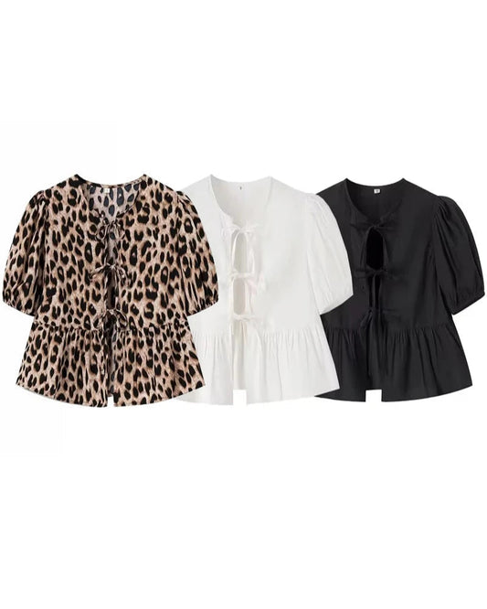 Wild & Chic – Leopard Print Puff Sleeve Crop Top 2025