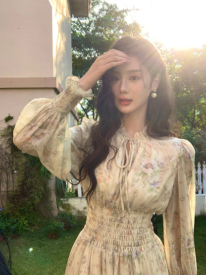 Trendy Women’s Beach Dress – Bohemian Long Sleeve Chiffon Dress