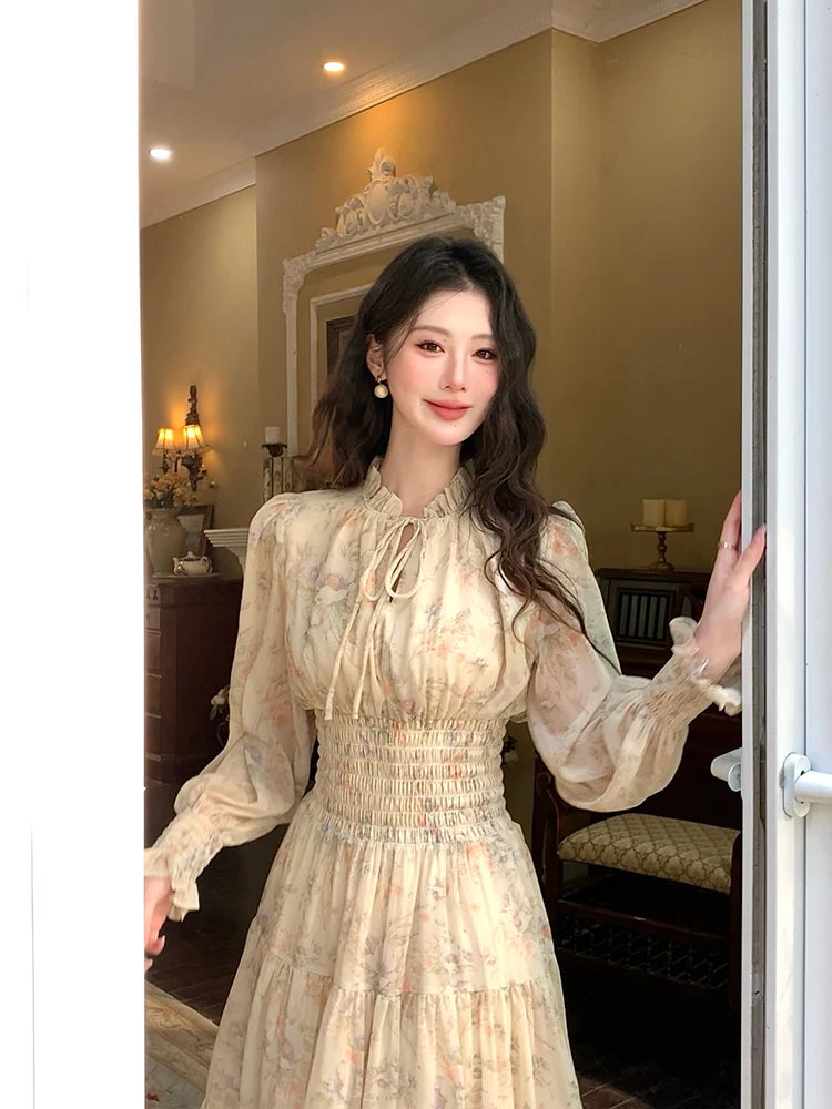 Trendy Women’s Beach Dress – Bohemian Long Sleeve Chiffon Dress