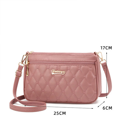 Women’s Leather Handbag – Embroidered Messenger Bag for Daily Use